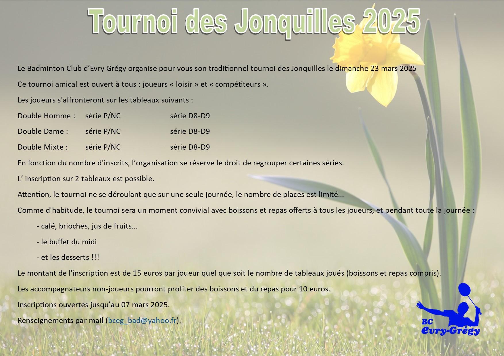 Affiche tournoi des jonquilles 2025
